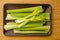 Celery stalks. On a platter.