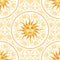 Celestial baroque gold seamless pattern with sun face