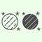 Celestial body line and solid icon. Globe, shiny planet model with stars outline style pictogram on white background