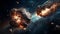 Celestial Collision: Dramatic Encounter of Colliding Asteroids in Deep Space