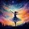 Celestial Dance in Impressionism Art Style