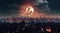 Celestial Fireworks: Twilight\\\'s Lunar Spectacle