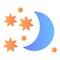 Celestial flat icon. Moon and stars color icons in trendy flat style. Night sky gradient style design, designed for web