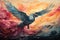 Celestial impressions Sunsets palette crafts an abstract bird within cloud tapestry