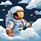 Celestial Journey Isolated Astronaut Vector Illustration