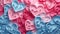 Celestial Love: Pastel Blue and Crimson Red Hearts Wallpaper