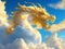 Celestial Majesty: Captivating Cloud, Sky, Sun, and Gold Dragon Art