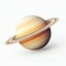 Celestial Marvel: Saturn Isolated on White Background. Generative ai