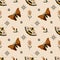 Celestial moth pattern. Vector seamless background