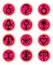 Celestial objects. Astrological symbols. Planet signs in round shape. Pink gradient sticker set of 12. Astronomy logo design.