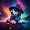 Celestial Paws: AI-Generated Portraits of a Puppy in a Galaxy Rainbow Cloud