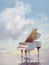 Celestial piano. Oil painting in impressionism style