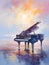 Celestial piano. Oil painting in impressionism style