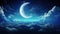 Celestial Serenity Romantic Moon in a Starry Night Sky Over Clouds. created with Generative AI