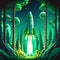 Celestial Soar: Rocket Launch Amidst Enchanted Forest