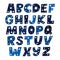 Celestial stars Alphabet with letters on midnight blue background.