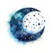 Celestial Watercolor: Moon and Stars in Galaxy Style AI Generated