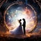 Celestial Wedding Ceremony amidst Cosmic Backdrop