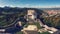 Celje Old castle, aerial view of medieval fortification and town of Celje, Slovenia, travel background