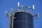 Cell antennas mounted on the top of the silo