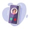 Cell phone 3d ringing call incoming vector icon or cellphone calling vibrating mobile smartphone with woman person on screen