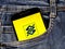 Cell phone with Banco do Brasil application in the pocket of jeans. Banco do Brasil logo. Brazilian bank.