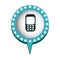 cell phone in circular speech with blue contour with dotted and tail