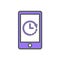 Cell Phone icon with clock sign. Cell Phone icon and countdown, deadline, schedule, planning concept