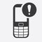 Cell phone icon with exclamation mark. Cell phone icon and alert, error, alarm, danger symbol