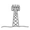 Cell Tower 5G base transceiver station. Continuous one line drawing