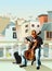 Cellist and cat