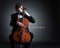 Cellist playing on cello