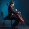 Cellist playing on cello