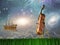 Cello in dream landscape