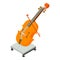 Cello icon isometric vector. Stringed music instrument with bow on electro scale