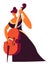 Cello player with violoncello, classic music performer vector