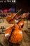 Cellos and Double bass lying on the floor