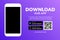 Cellphone download app landing page. Smartphone download our app mobile device banner