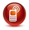 Cellphone ringing icon glassy brown round button