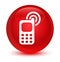 Cellphone ringing icon glassy red round button