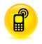 Cellphone ringing icon glassy yellow round button