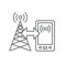 Cellphone tower icon with emitting pinging transmission waves