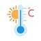 Celsius, temperature, termometer, sun fully editable vector icon