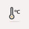 Celsius thermometer. Color icon with shadow. Weather vector illustration