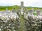 Celtic Cross with Infant Jesus of Prague at the Church of Saint Dympna`s, an 18th century Church, Achill Mayo Ireland