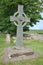 Celtic cross monument in island burial ground