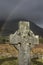 Celtic Cross and Rainbow on the Isle of Skye in Scotland.