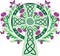 Celtic cross with a vignette of a thistle flower