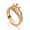 Celtic Design Gold Ring With Diamonds - Uhd 8k 3d Crown Inspired Jewelry