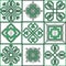Celtic endless decorative knots selection in black and green cross stitch 9 patterns in the ceramic tile form